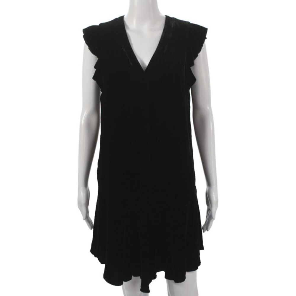 Joie Womens Black V-Neck Shift Dress Rayon Sleeveless Pullover Size S